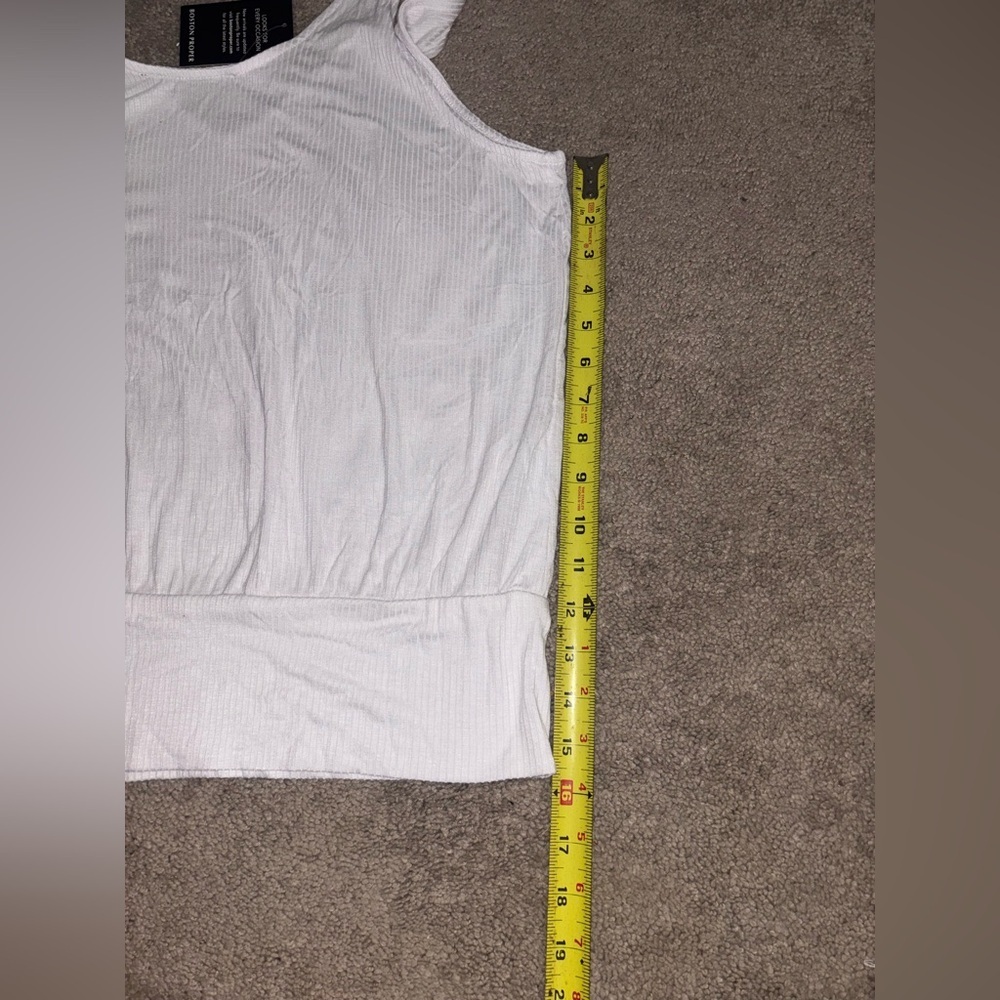 Boston Proper White Ribbed Tank Top size L - Picture 7 of 9